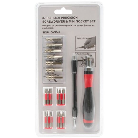 Flexi Precision 37 PC Screwdriver and Mini Socket Tool Set in Red/Black - Picture 4 of 5